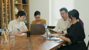 people working
