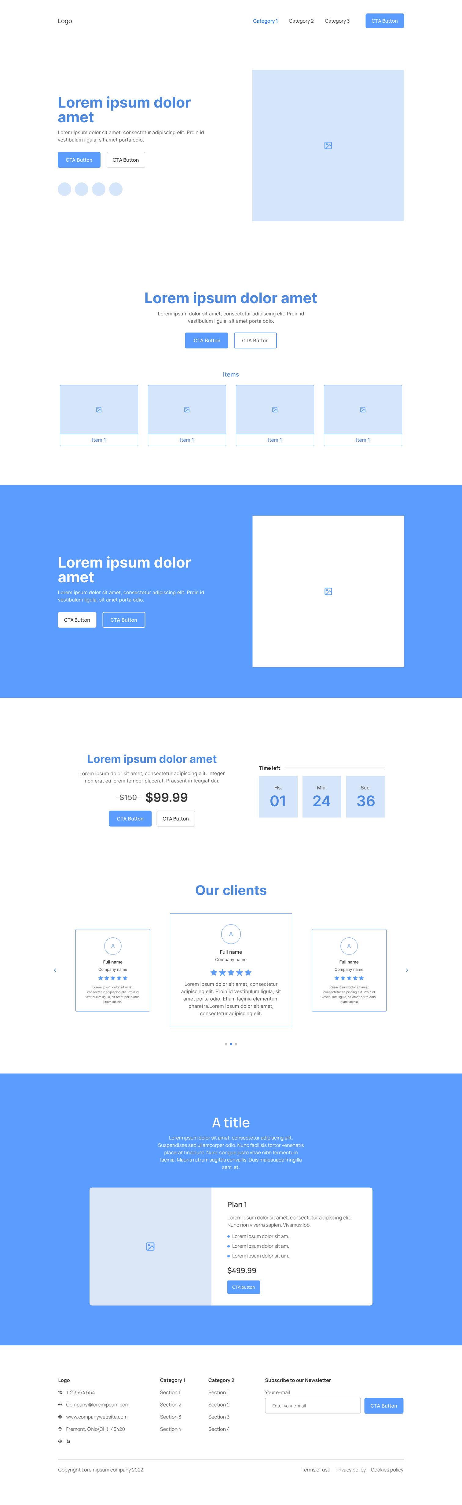 Landing page - wireframe