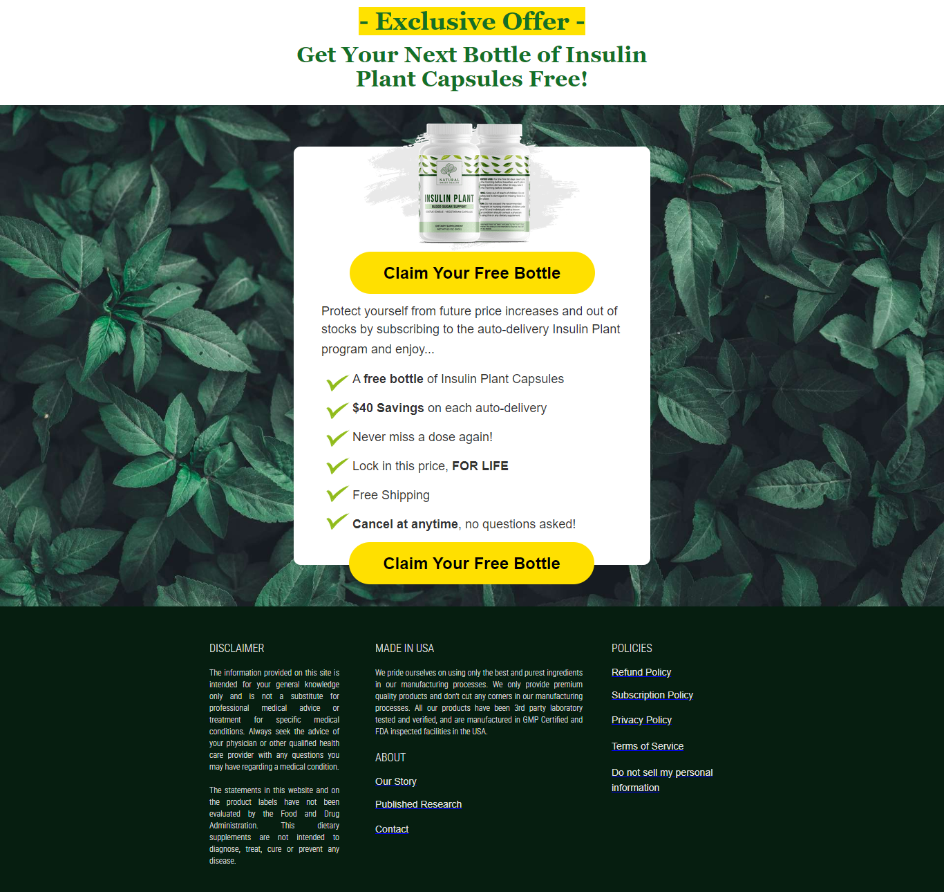 Natural Smart Health - Free Insuline Plant Capsules